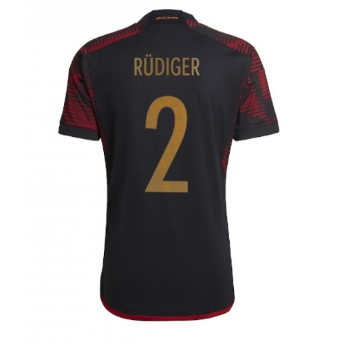Niemcy Antonio Rudiger #2 Koszulka Wyjazdowych MŚ 2022 Krótki Rękaw